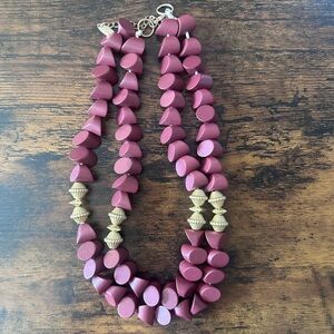 Plunder Burgundy and Gold Bead Statement Necklace